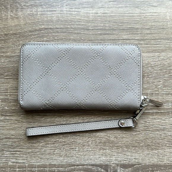 MICHAEL KORS Jet Set Travel Wallet Wristlet Pearl Grey - Picture 3 of 4